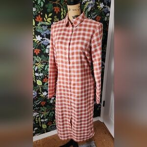 VILA Terracotta and White Plaid Shirt